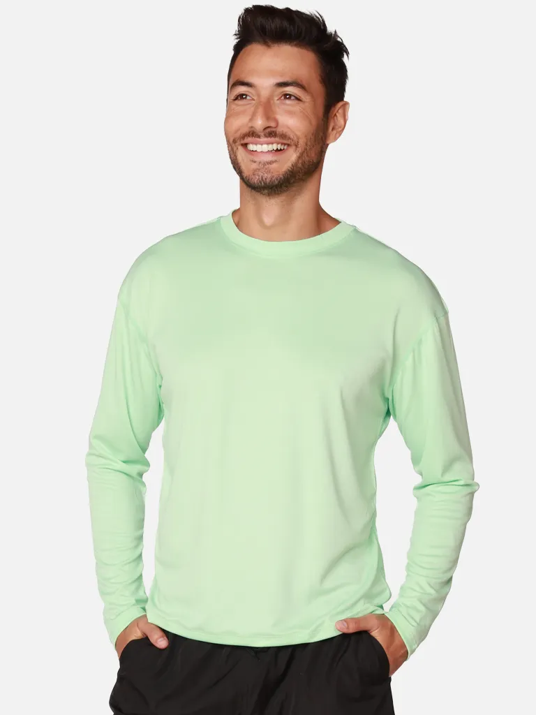 Men's UPF 50  UV Sun Protection Outdoor Long Sleeve Performance T-Shirt in birdseye fabric