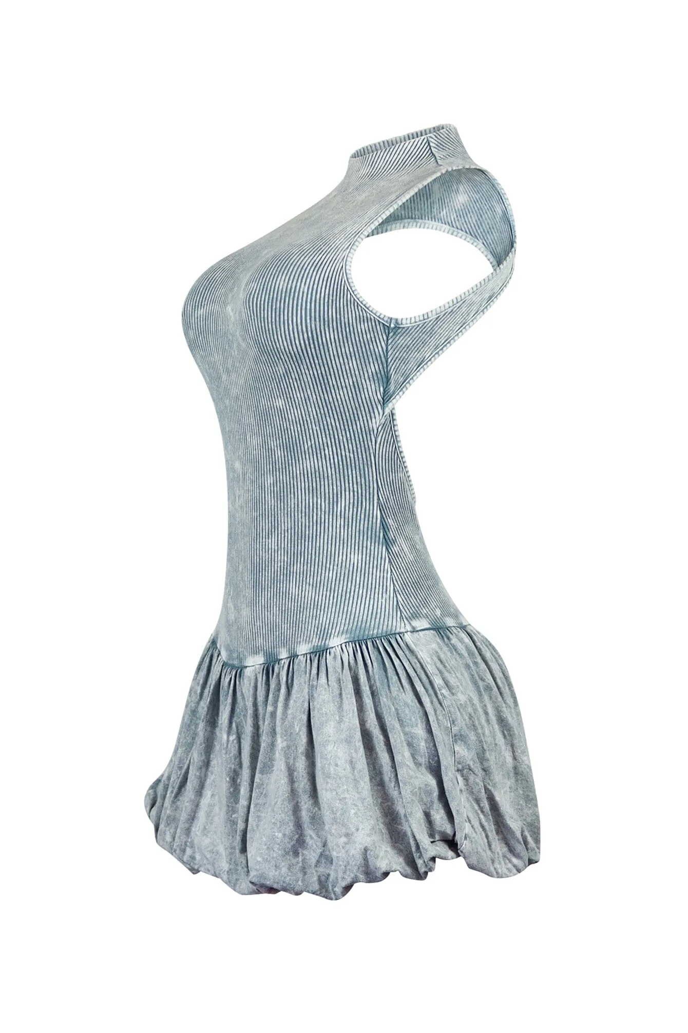 Mia Mineral Washed Bubble Sleeveless Mini Dress