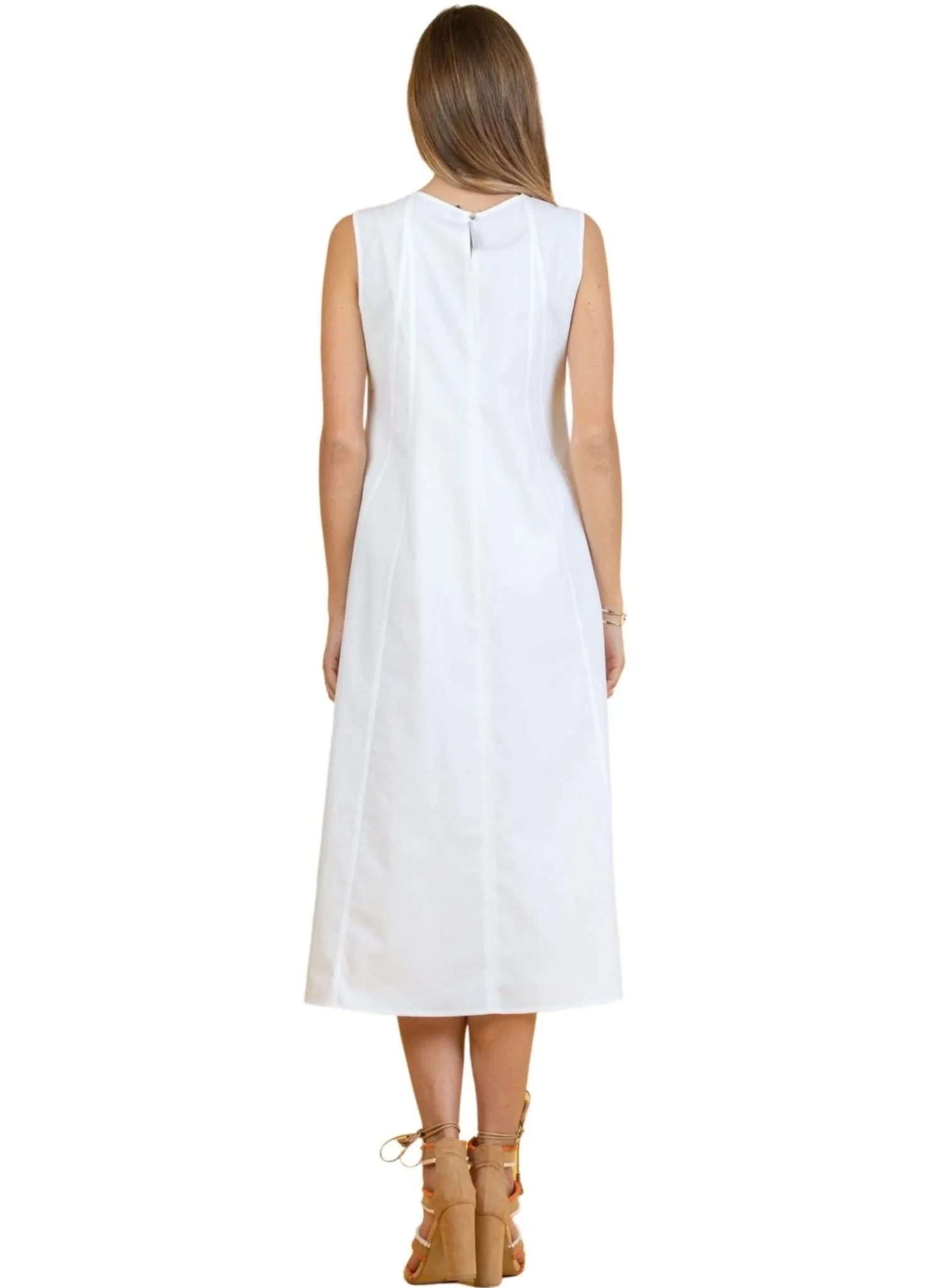 Midi Maternity Dress in Cotton with Front Small Cord