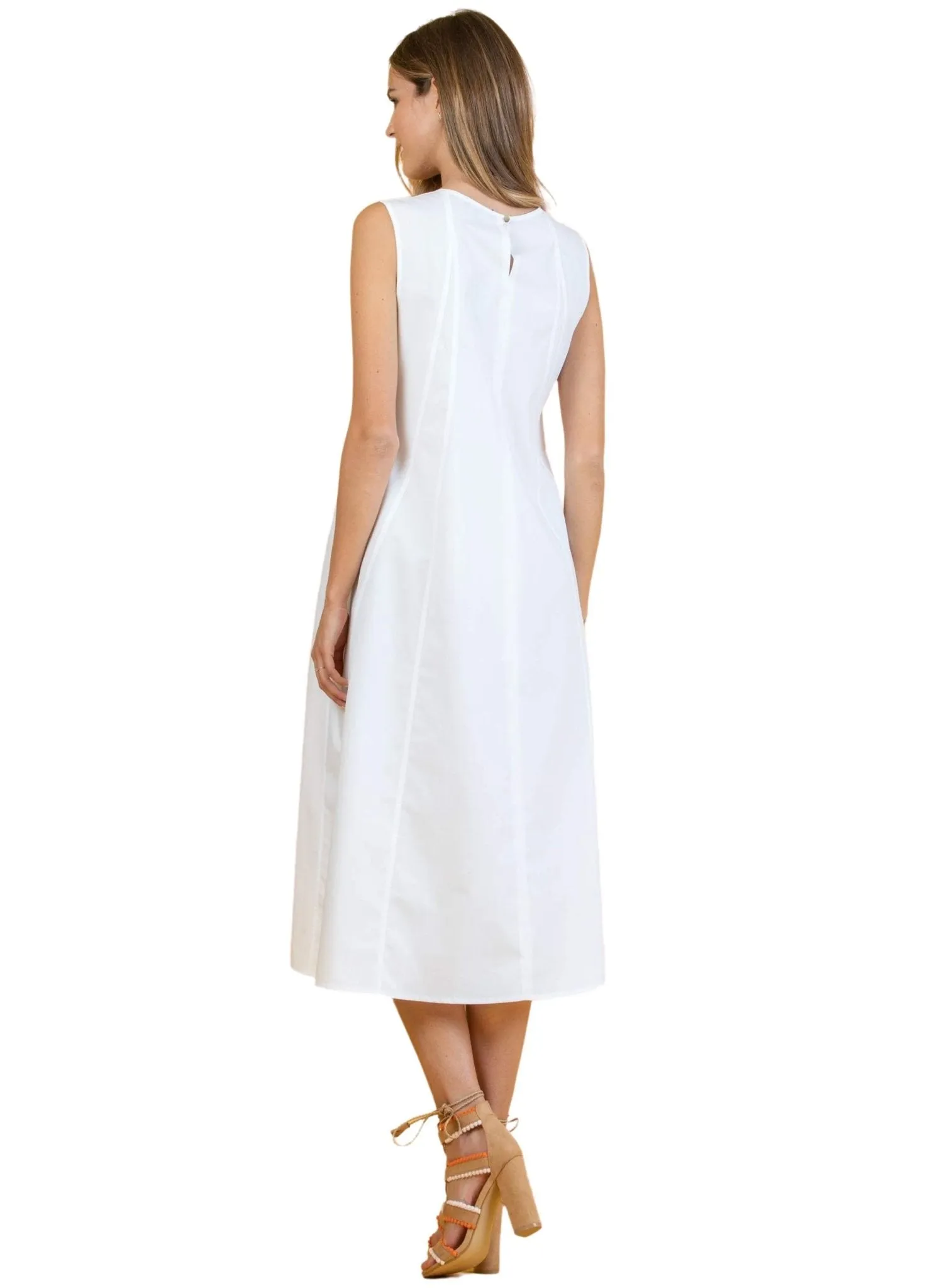 Midi Maternity Dress in Cotton with Front Small Cord