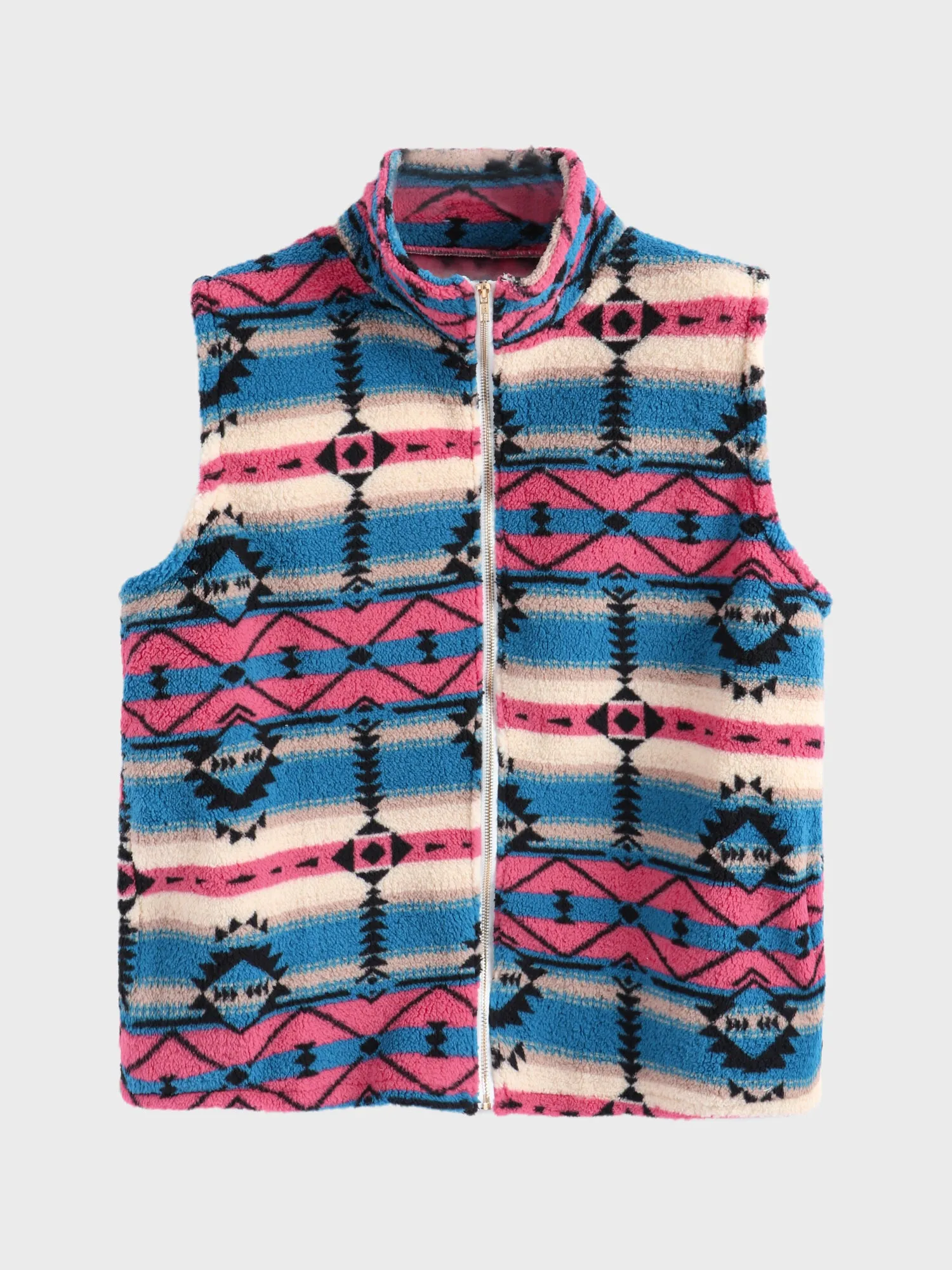 Midsize Tie-Dye Print Fleece Zip-up Vest