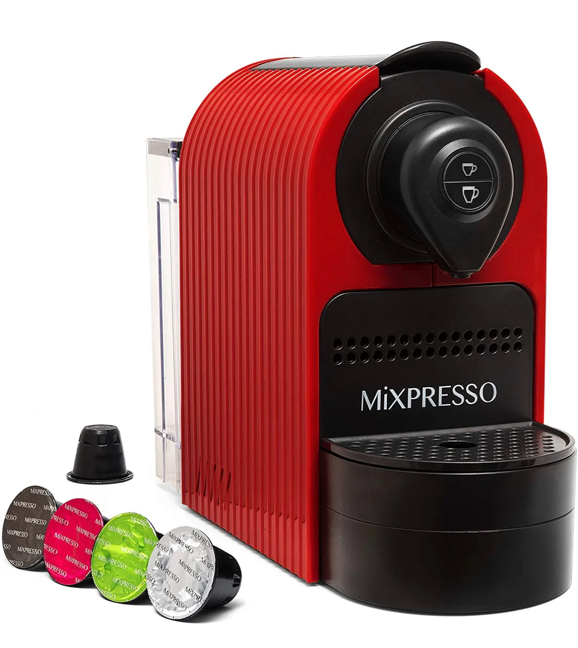 Mixpresso Red Italian  Map- Nespresso Compatible Capsule Espresso Machine (Plus One Case of 100 Borbone Caps)