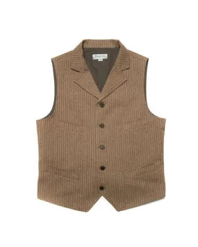 Mock Twill Pinstriped Vest Brown