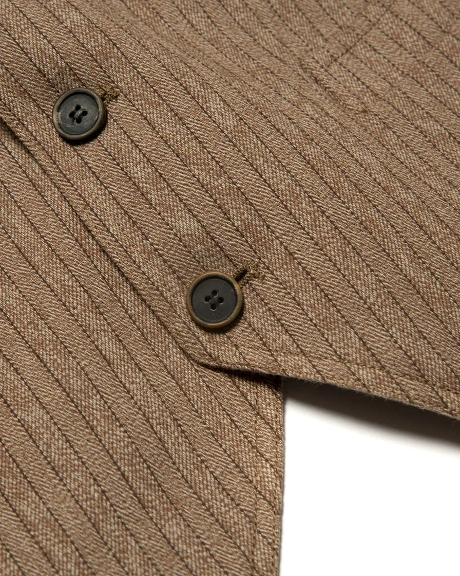 Mock Twill Pinstriped Vest Brown