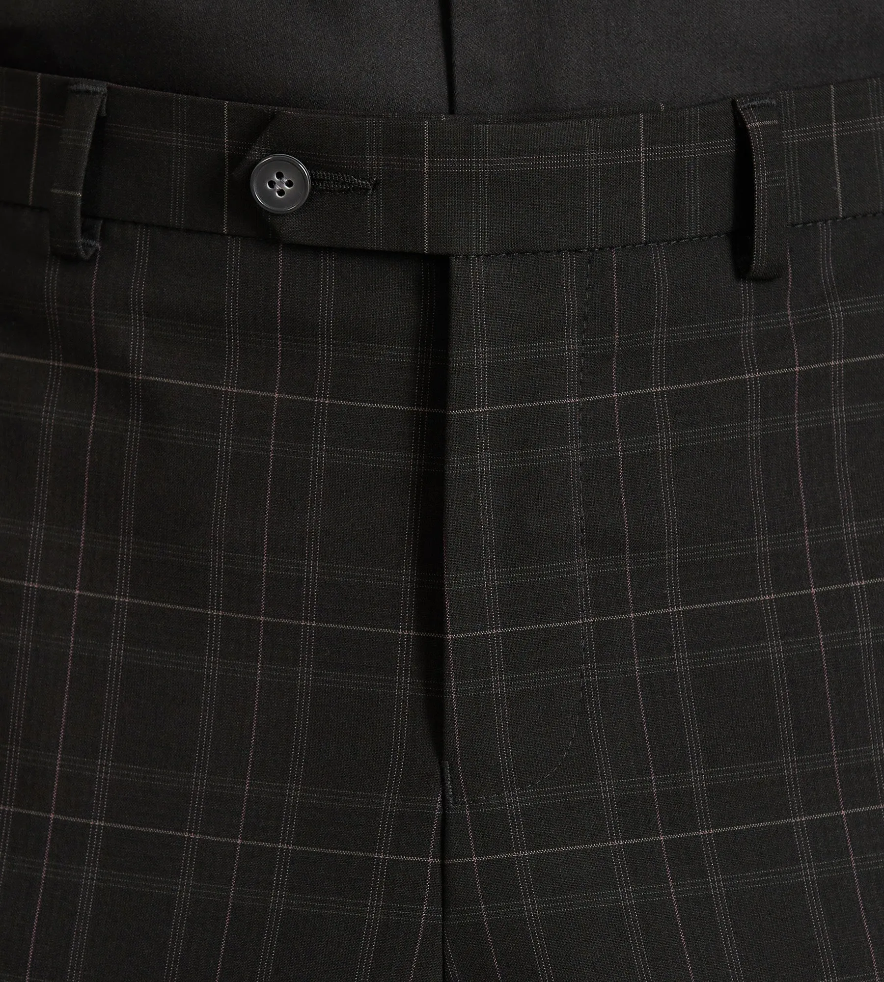 Modern Fit Black Plaid Suit Pants