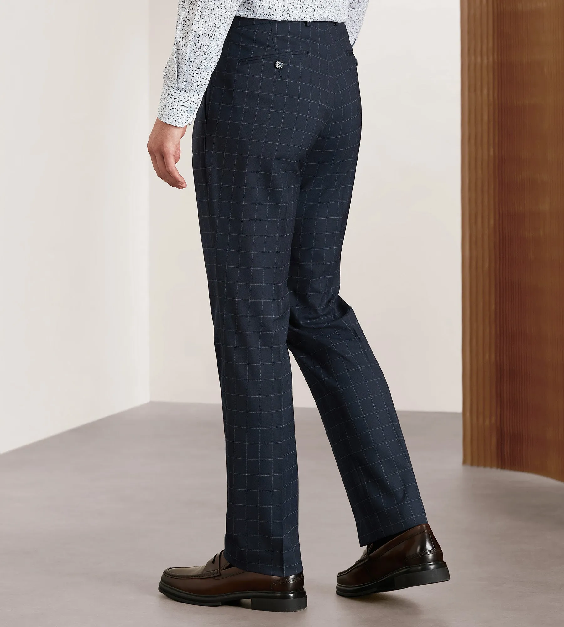 Modern Fit Navy Windowpane Suit Pants