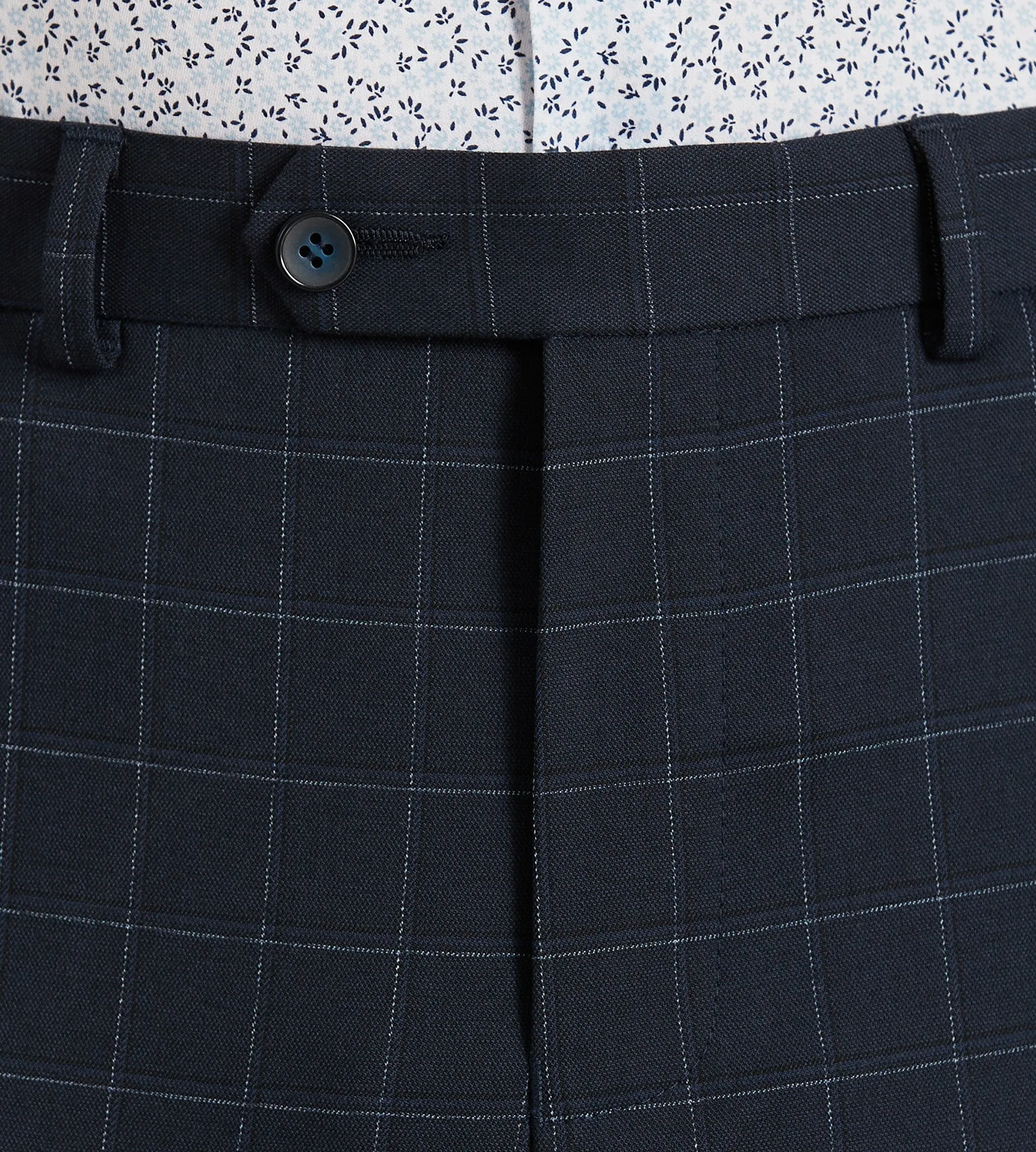 Modern Fit Navy Windowpane Suit Pants