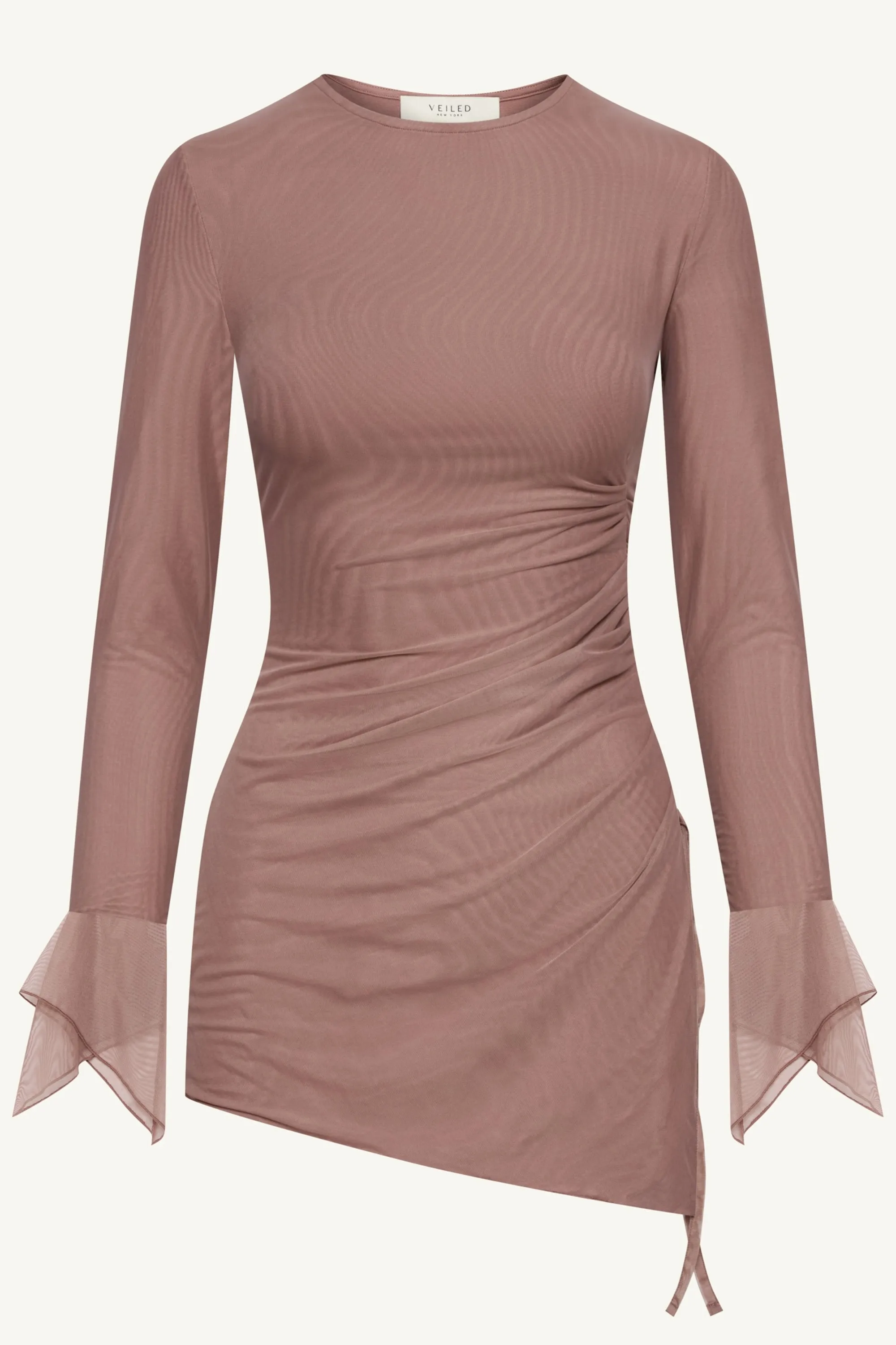 Monica Side Slit Mesh Top - Twilight Mauve