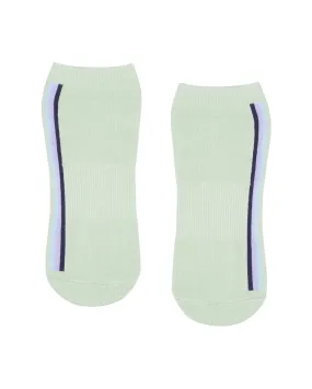 Move Active Classic Low Rise Grip Socks - Stellar Stripes Mint