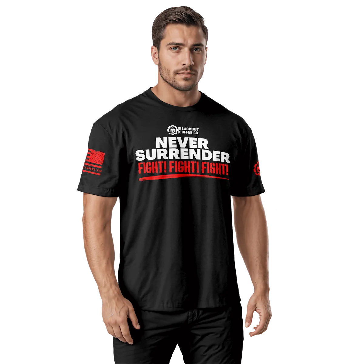 Never Surrender FIGHT Black T-Shirt