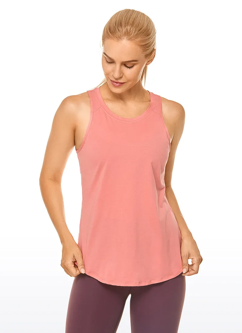 Pima Cotton Tank Split Open Back