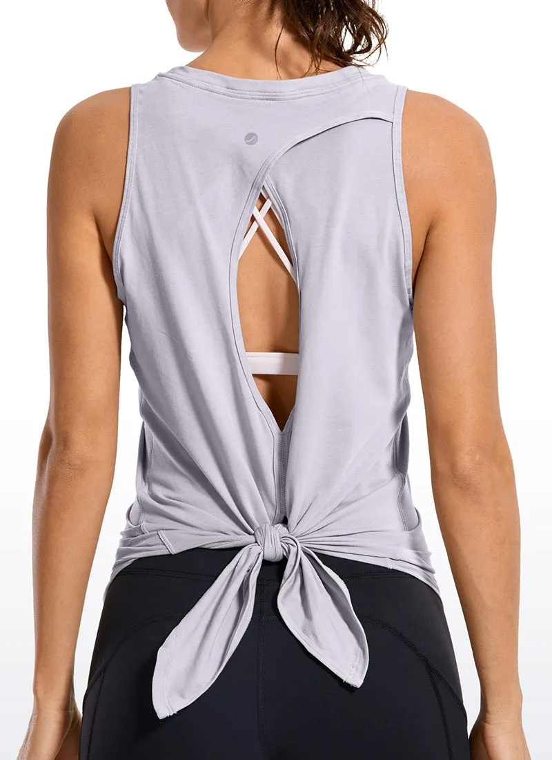 Pima Cotton Tank Split Open Back