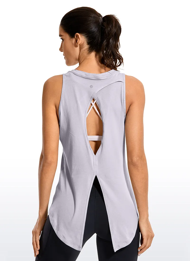 Pima Cotton Tank Split Open Back