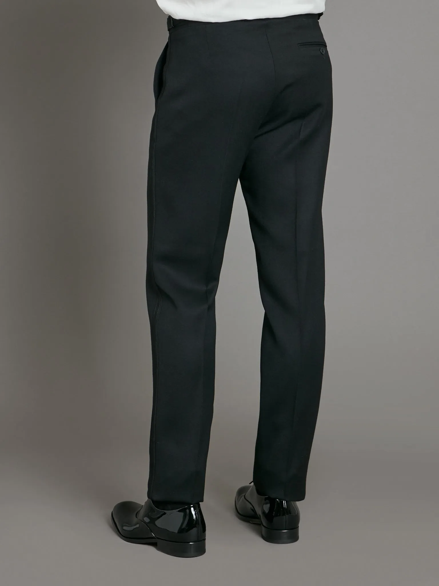 Pleated Tuxedo Pants - Black Barathea