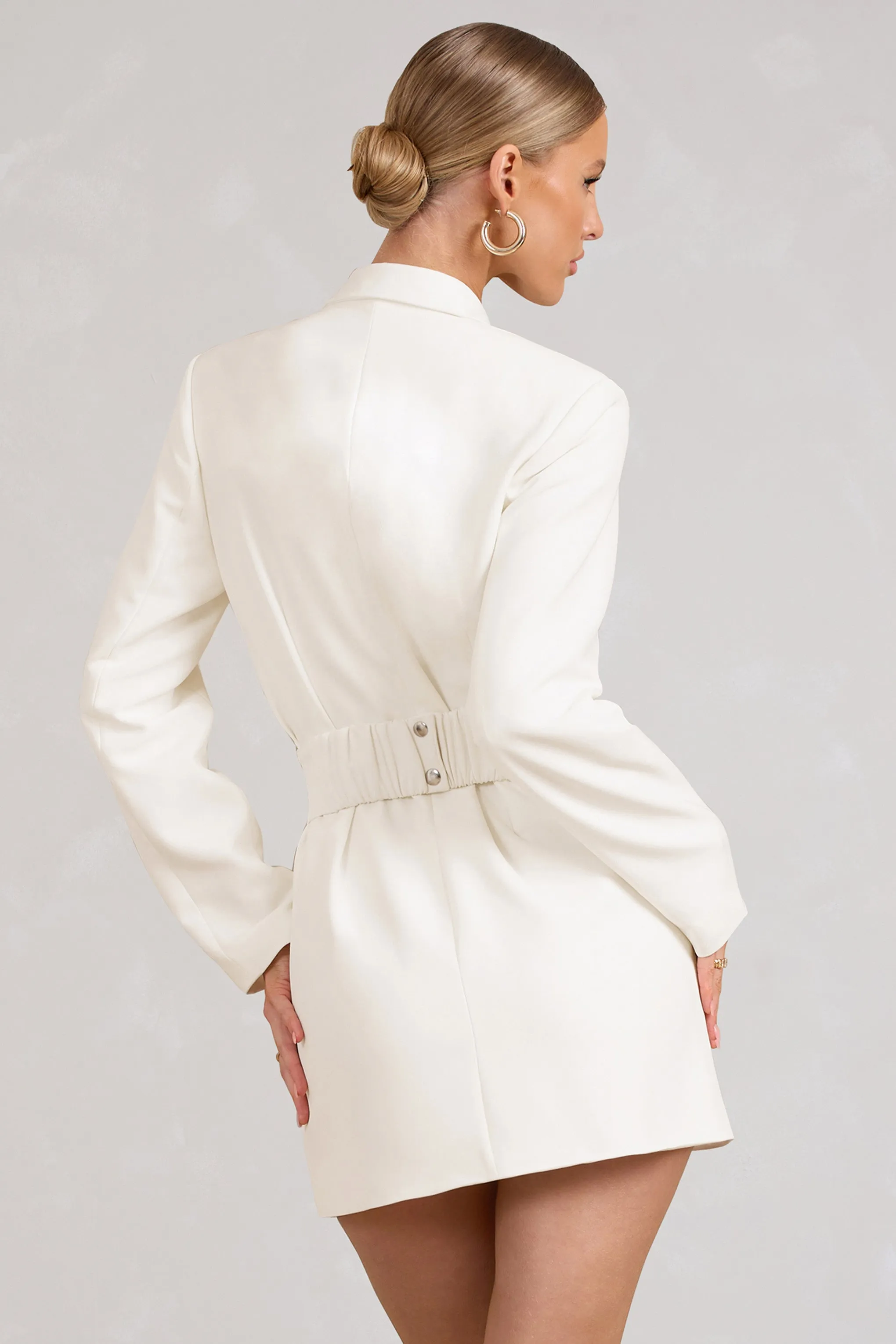 Prized | White Tailored Blazer Mini Dress With Bow