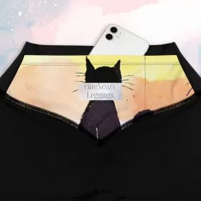 Rainbows and Abstract Cats Athletic Compression Workout Leggings Cat Lover Gift