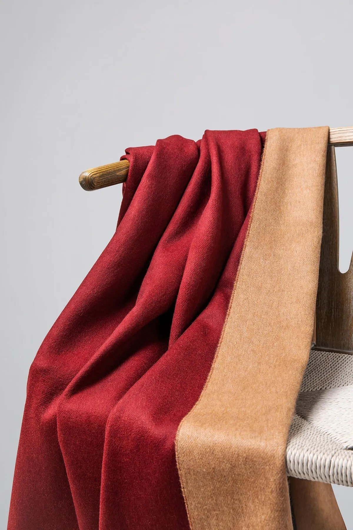 Reversible Claret & Fawn Cashmere Throw