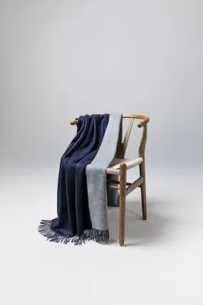 Reversible Navy & Light Grey Cashmere Throw