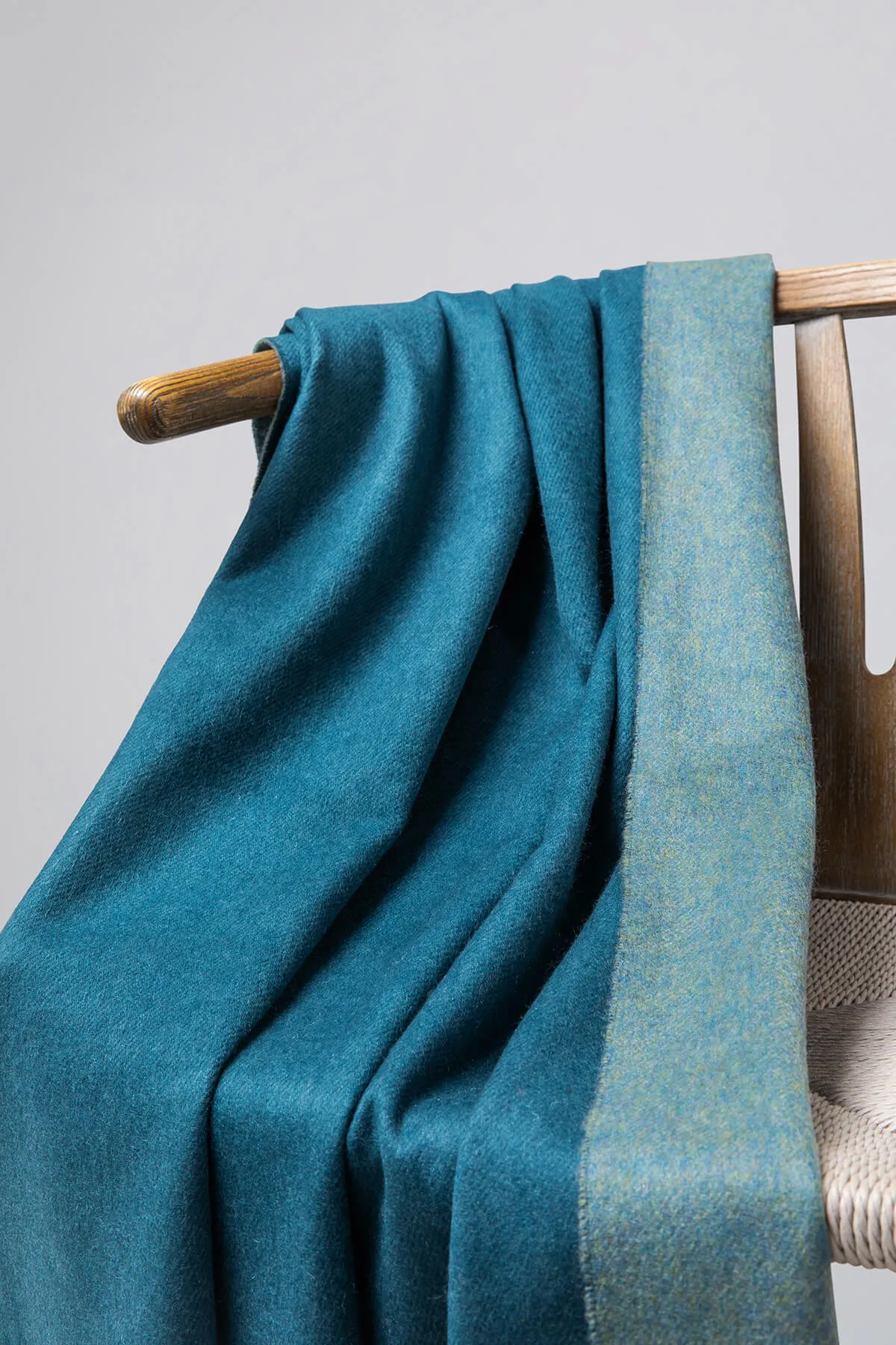 Reversible Teal & Lovat Cashmere Throw