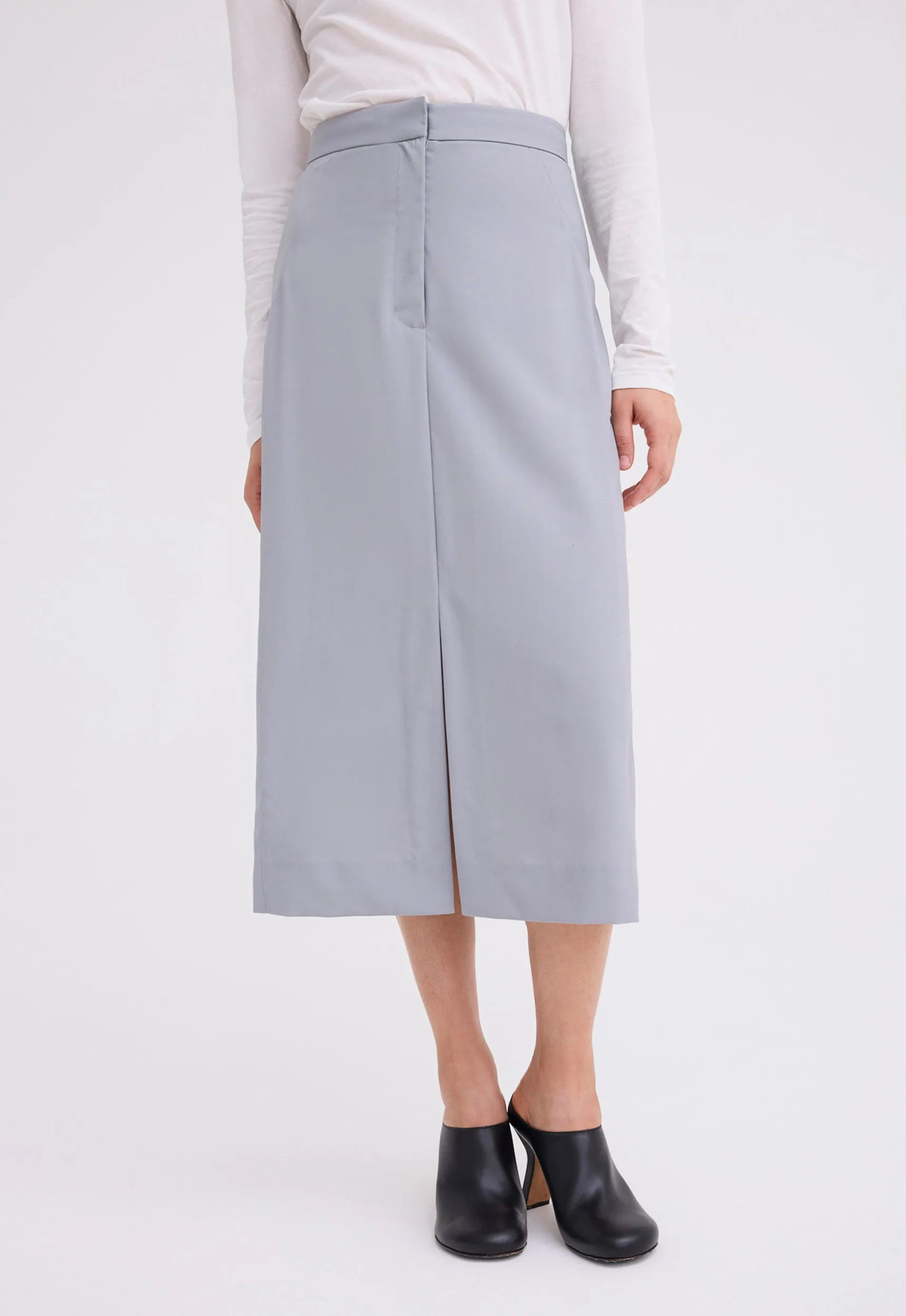 Ridley Wool Midi Skirt - Oxide Grey