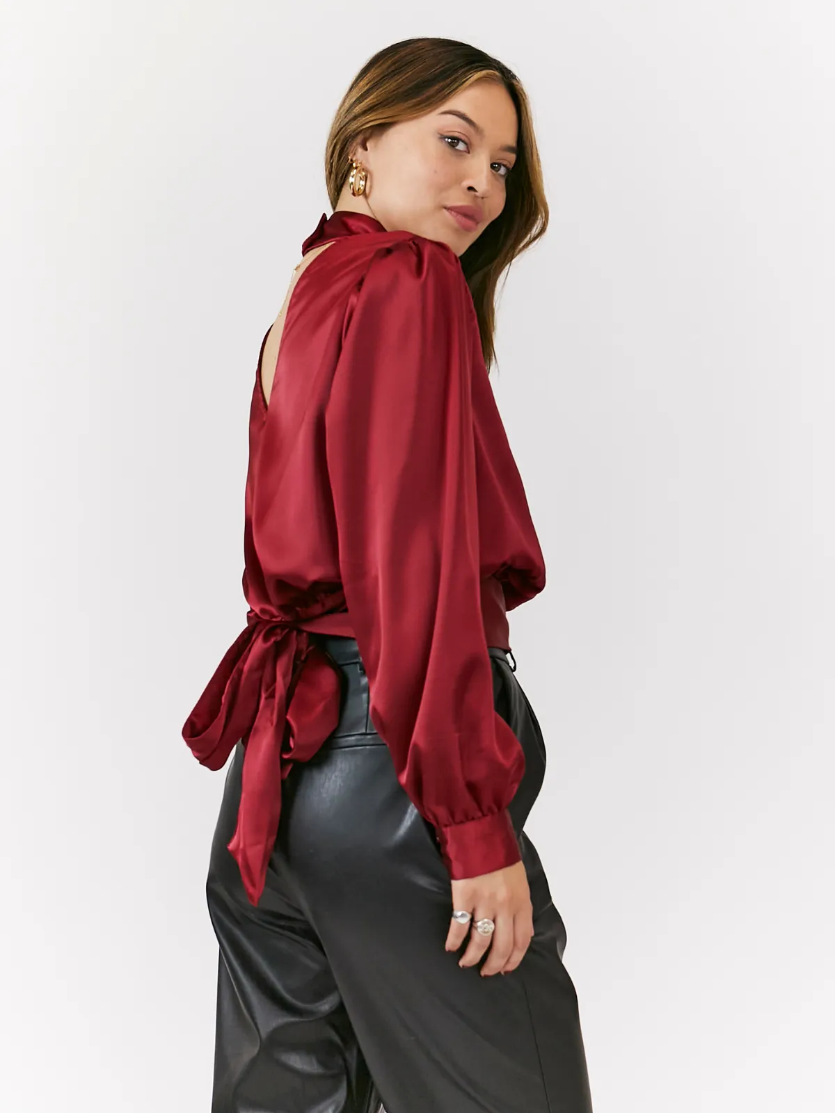 Sawyer Mulberry Tie Back Satin Top