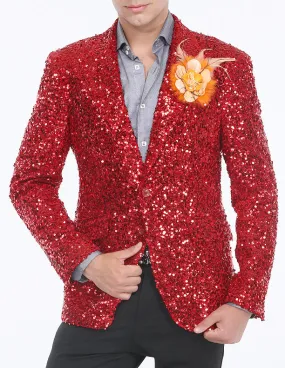 sequin mens jacket, hot red