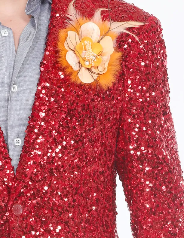 sequin mens jacket, hot red