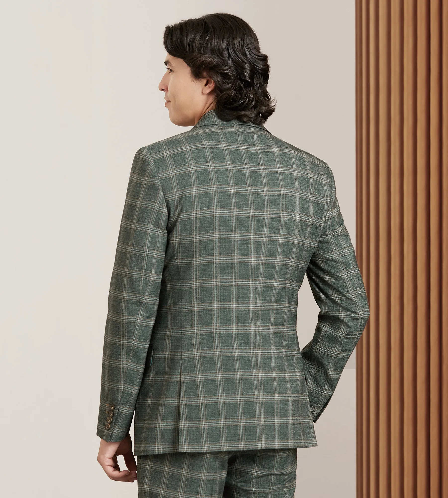 Slim Fit Green Plaid Suit