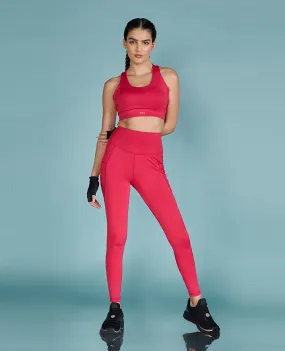 Strappy Bra & Second Skin Leggings Set - Pink