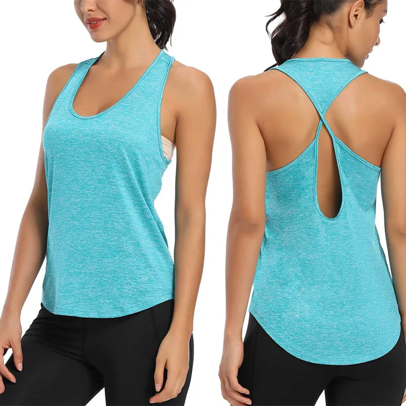 Summer Womens Sports Gym Racer Back Running Vest Fitness Jogging Yoga Tank Top 10 Colors Female Yoga Shirts Outfits S-XXL