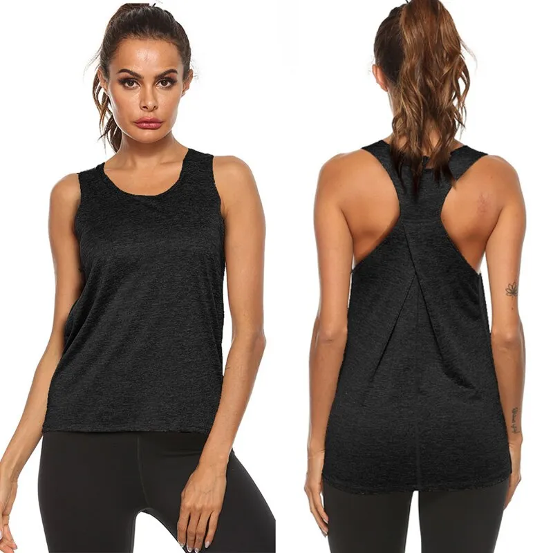 Summer Womens Sports Gym Racer Back Running Vest Fitness Jogging Yoga Tank Top 10 Colors Female Yoga Shirts Outfits S-XXL