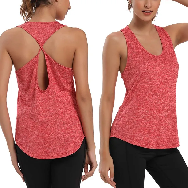 Summer Womens Sports Gym Racer Back Running Vest Fitness Jogging Yoga Tank Top 10 Colors Female Yoga Shirts Outfits S-XXL