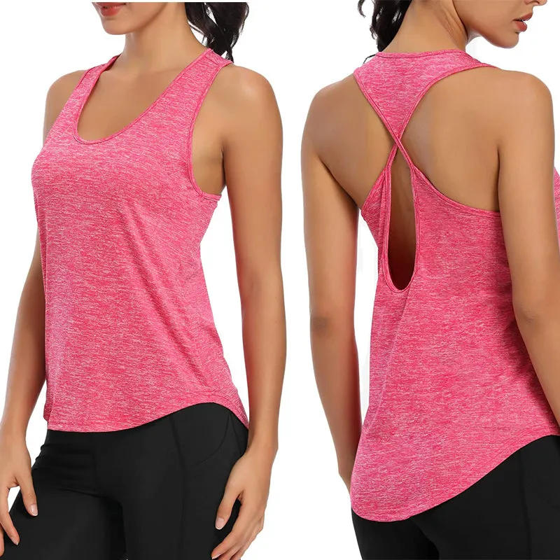 Summer Womens Sports Gym Racer Back Running Vest Fitness Jogging Yoga Tank Top 10 Colors Female Yoga Shirts Outfits S-XXL