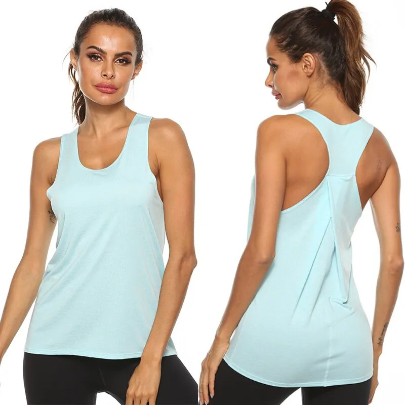 Summer Womens Sports Gym Racer Back Running Vest Fitness Jogging Yoga Tank Top 10 Colors Female Yoga Shirts Outfits S-XXL