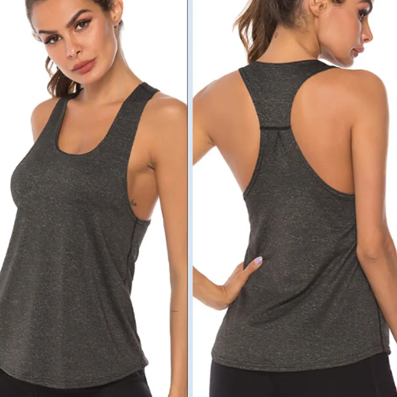 Summer Womens Sports Gym Racer Back Running Vest Fitness Jogging Yoga Tank Top 10 Colors Female Yoga Shirts Outfits S-XXL