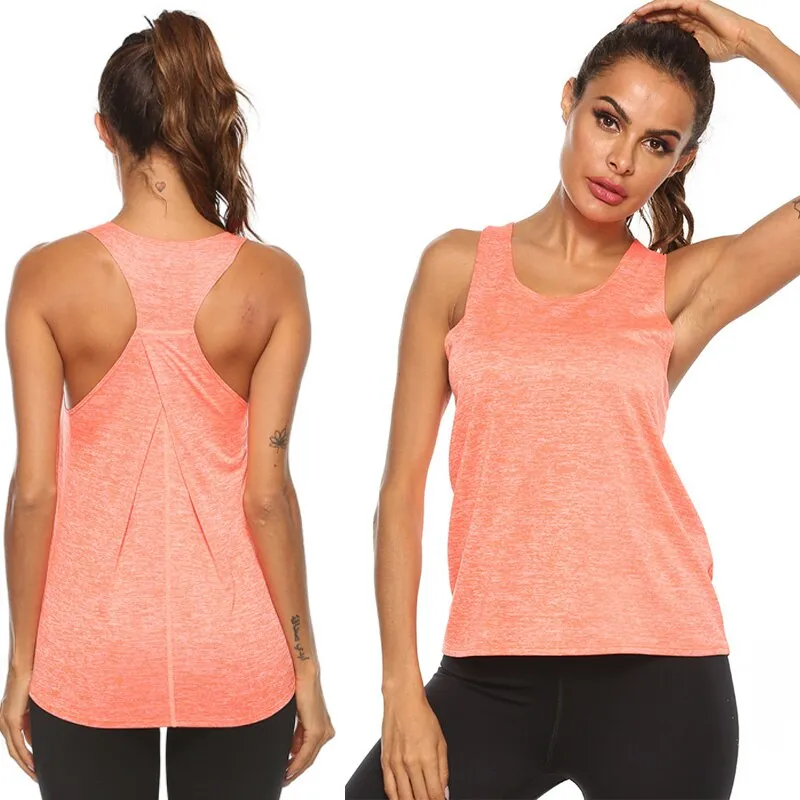 Summer Womens Sports Gym Racer Back Running Vest Fitness Jogging Yoga Tank Top 10 Colors Female Yoga Shirts Outfits S-XXL