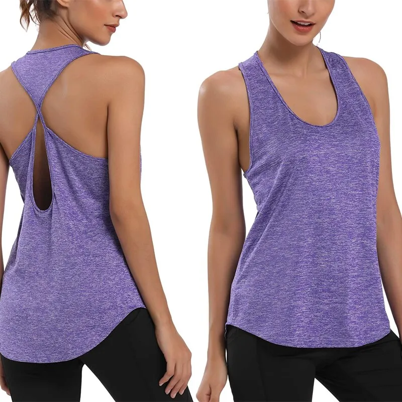 Summer Womens Sports Gym Racer Back Running Vest Fitness Jogging Yoga Tank Top 10 Colors Female Yoga Shirts Outfits S-XXL