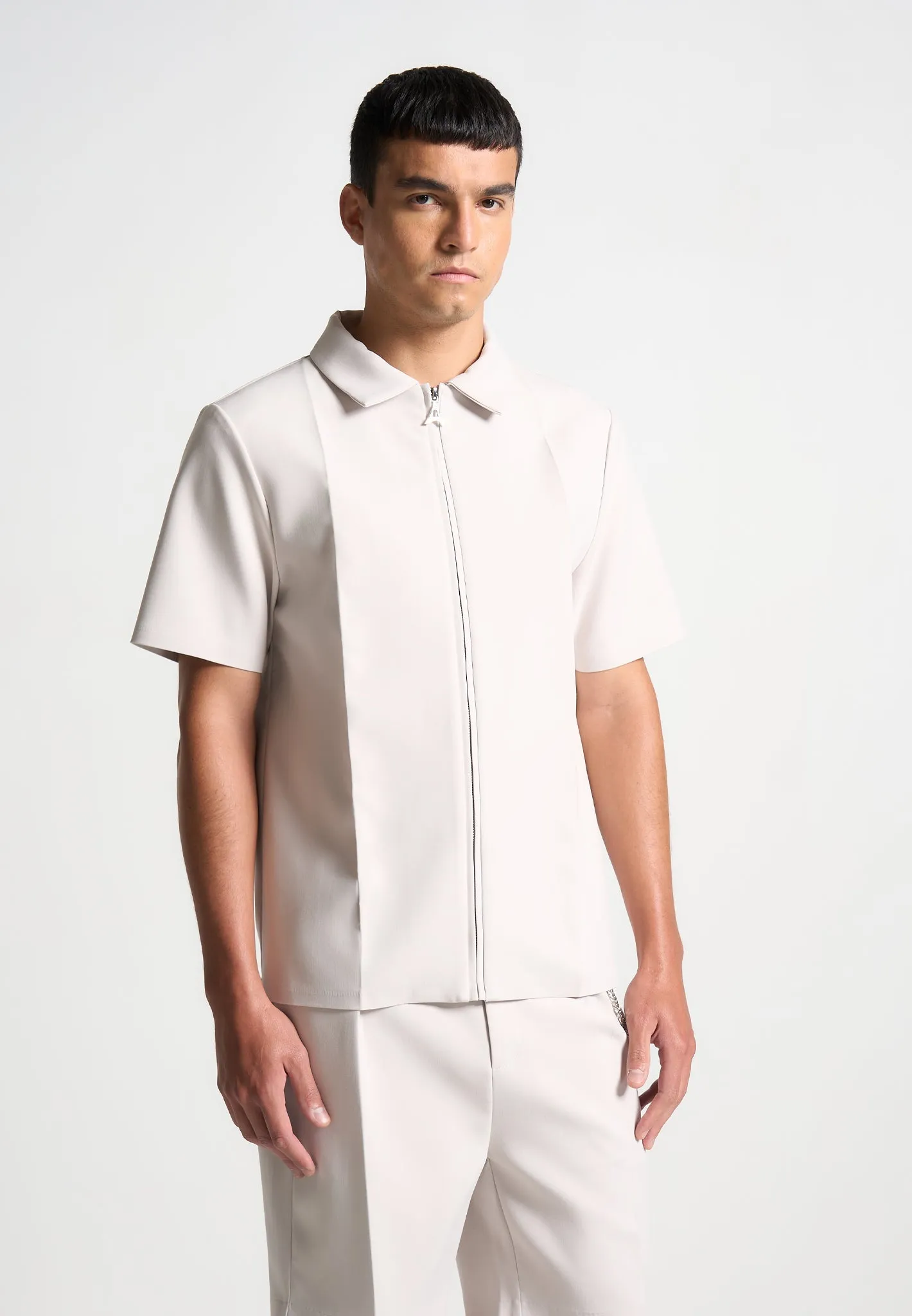 Tailored Shirt With Crease - Stone