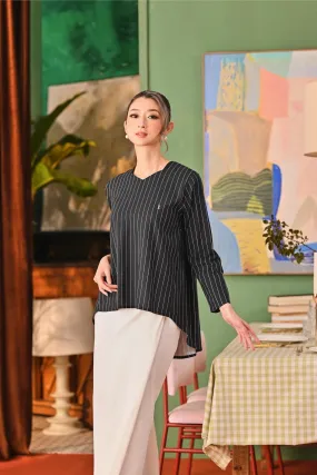 The Capai Women Foxy Blouse - Black Pinstripe