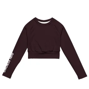 THE ESSENTIAL, SOFT AND STRETCHY,  LONG SLEEVE FITTED CROP TOP CABERNET