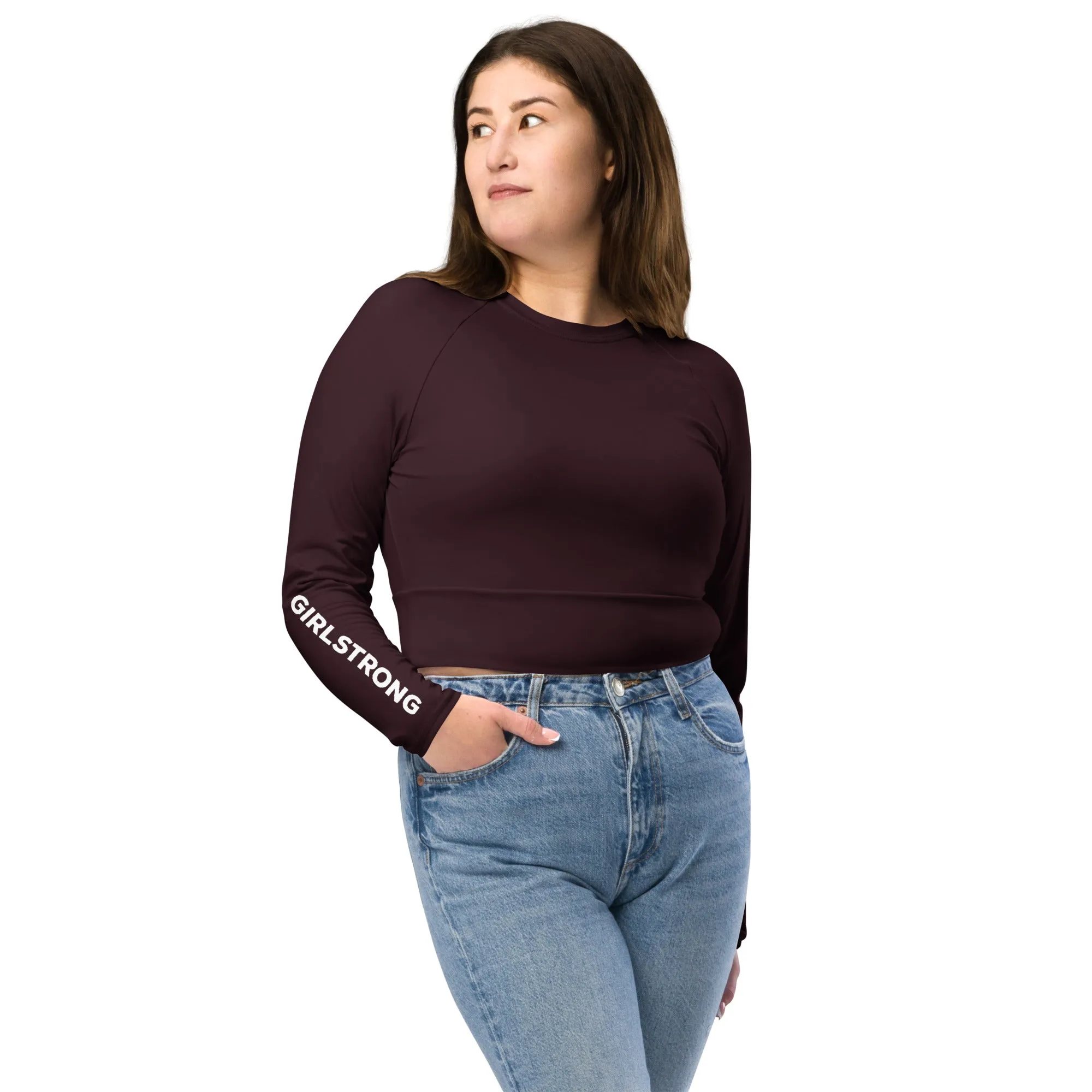 THE ESSENTIAL, SOFT AND STRETCHY,  LONG SLEEVE FITTED CROP TOP CABERNET