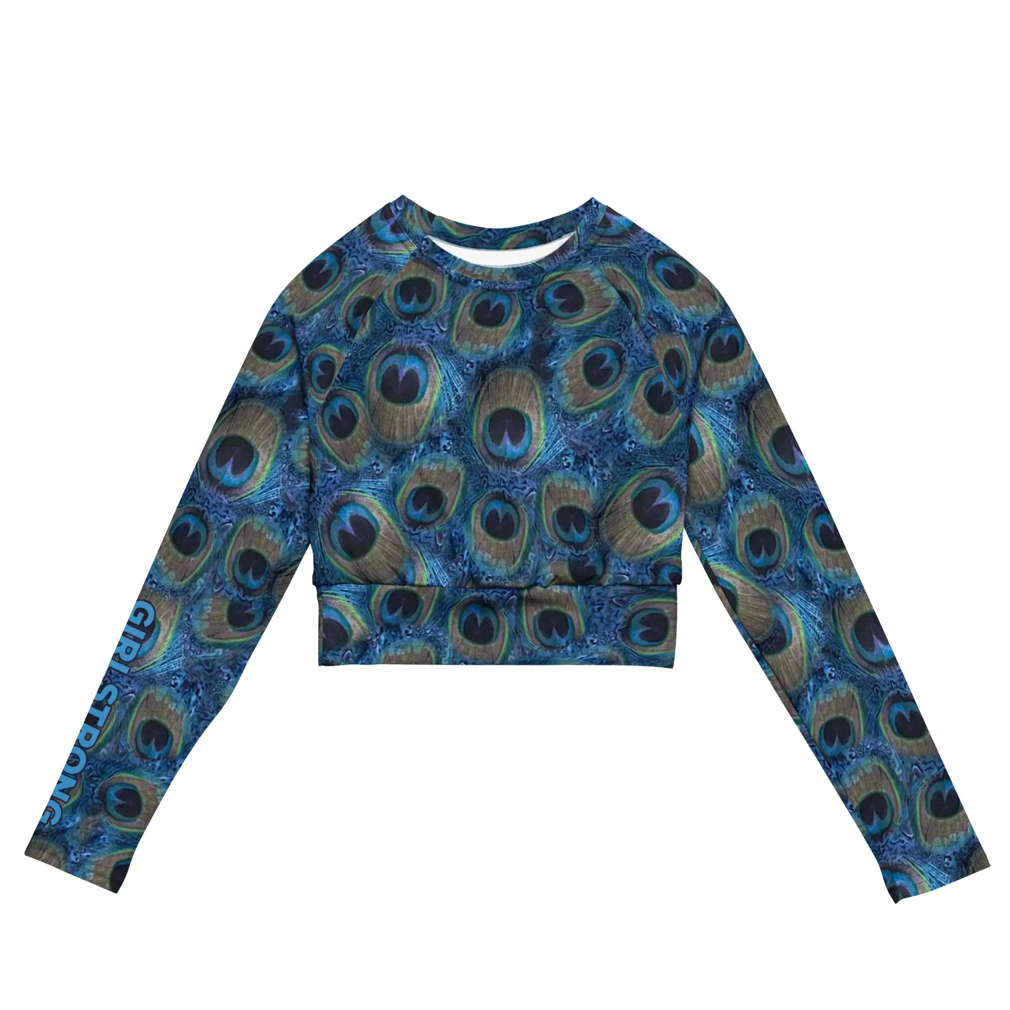 THE ESSENTIAL, SOFT AND STRETCHY,  LONG SLEEVE FITTED CROP TOP PRETTY AS A PEACOCK