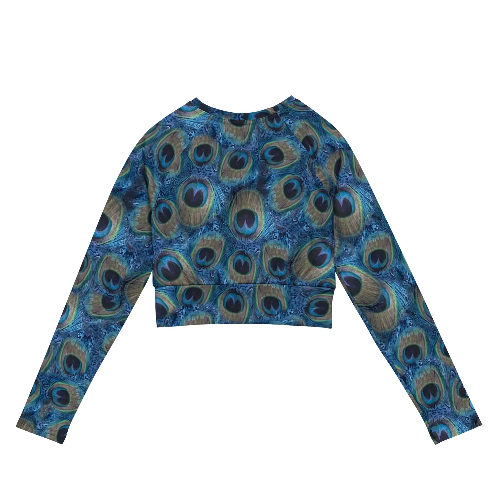 THE ESSENTIAL, SOFT AND STRETCHY,  LONG SLEEVE FITTED CROP TOP PRETTY AS A PEACOCK