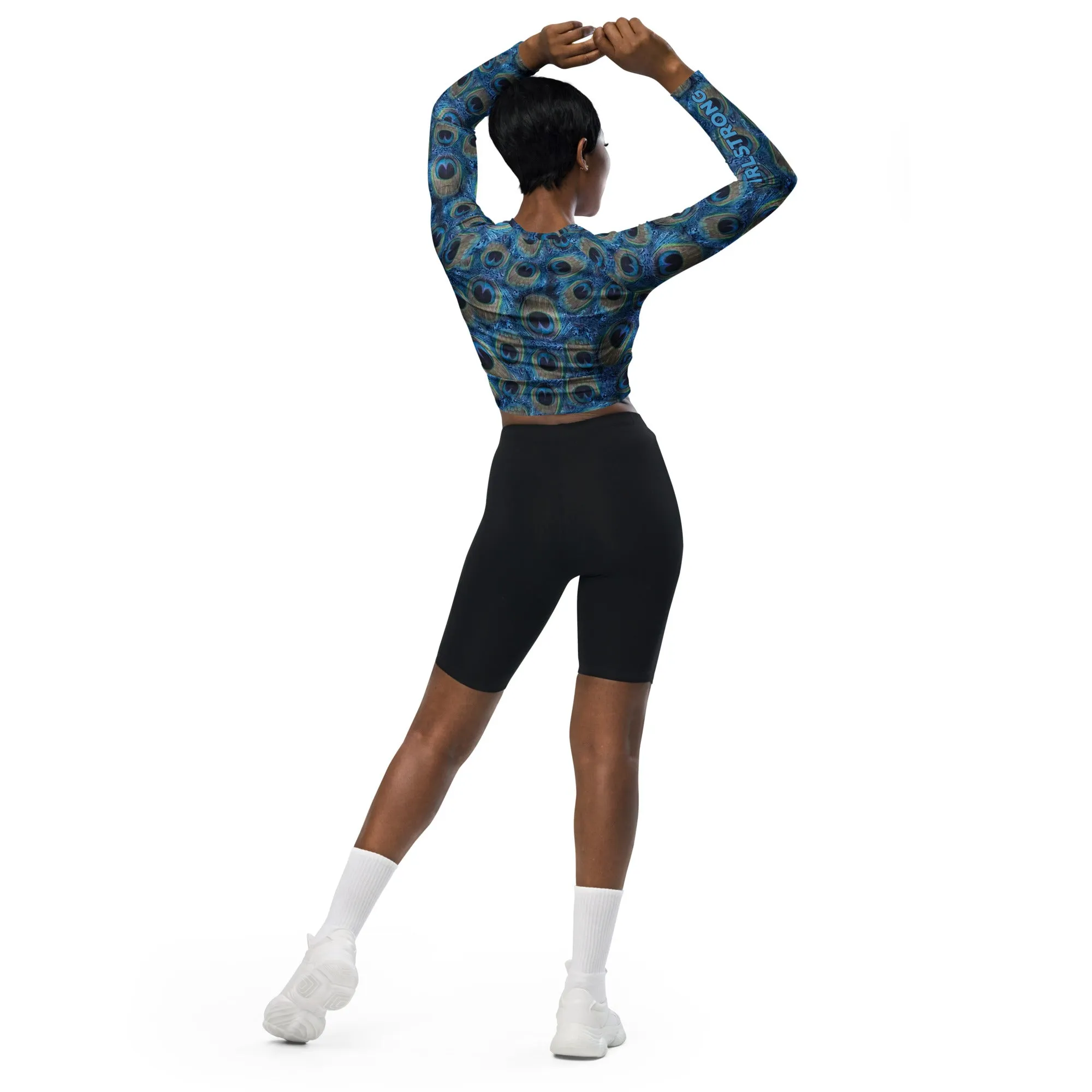 THE ESSENTIAL, SOFT AND STRETCHY,  LONG SLEEVE FITTED CROP TOP PRETTY AS A PEACOCK