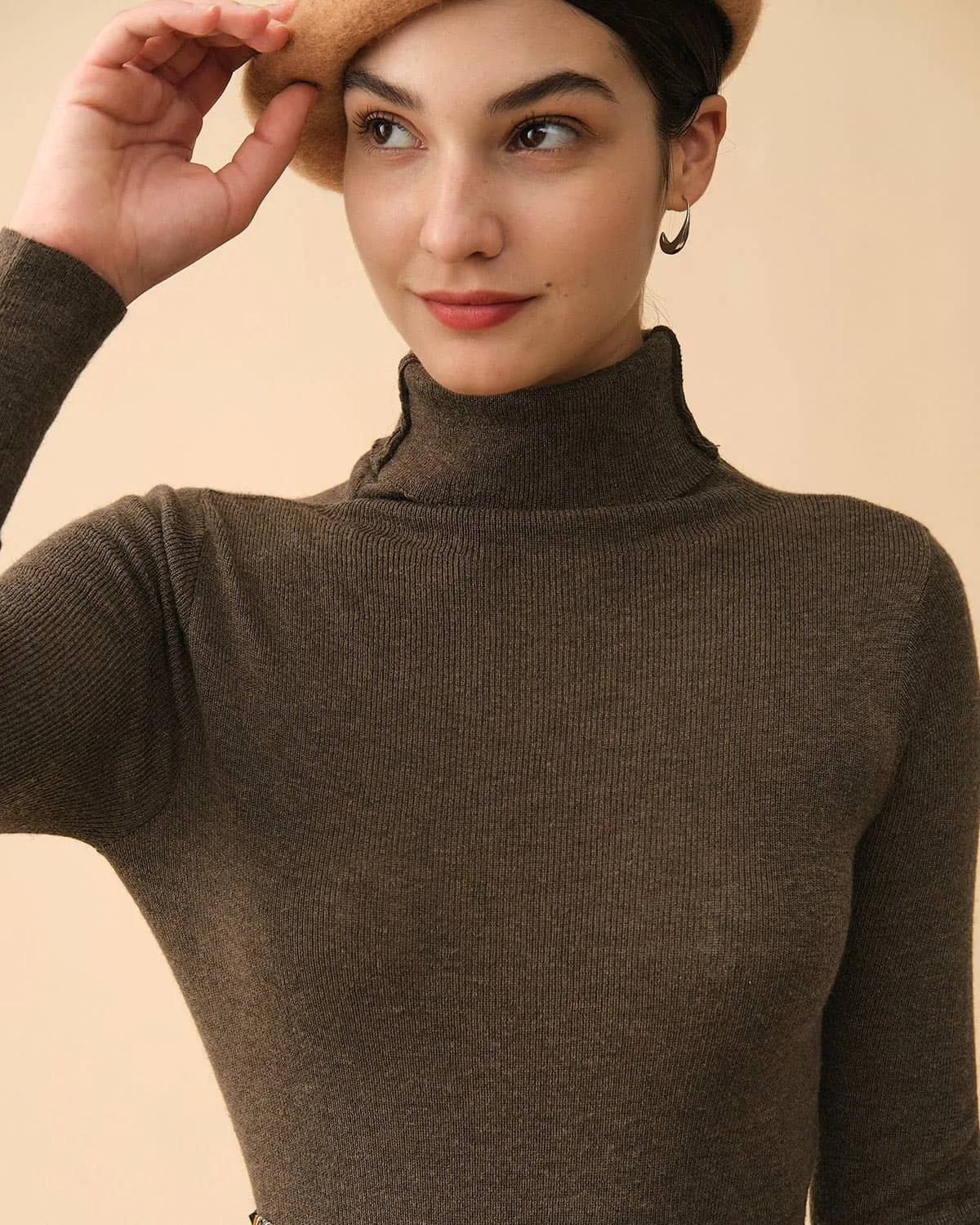 The Solid Turtleneck Ribbed Sweater