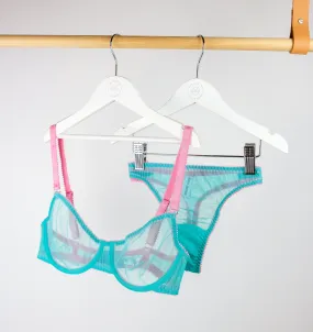 Turquoise mesh & peony underwire bra