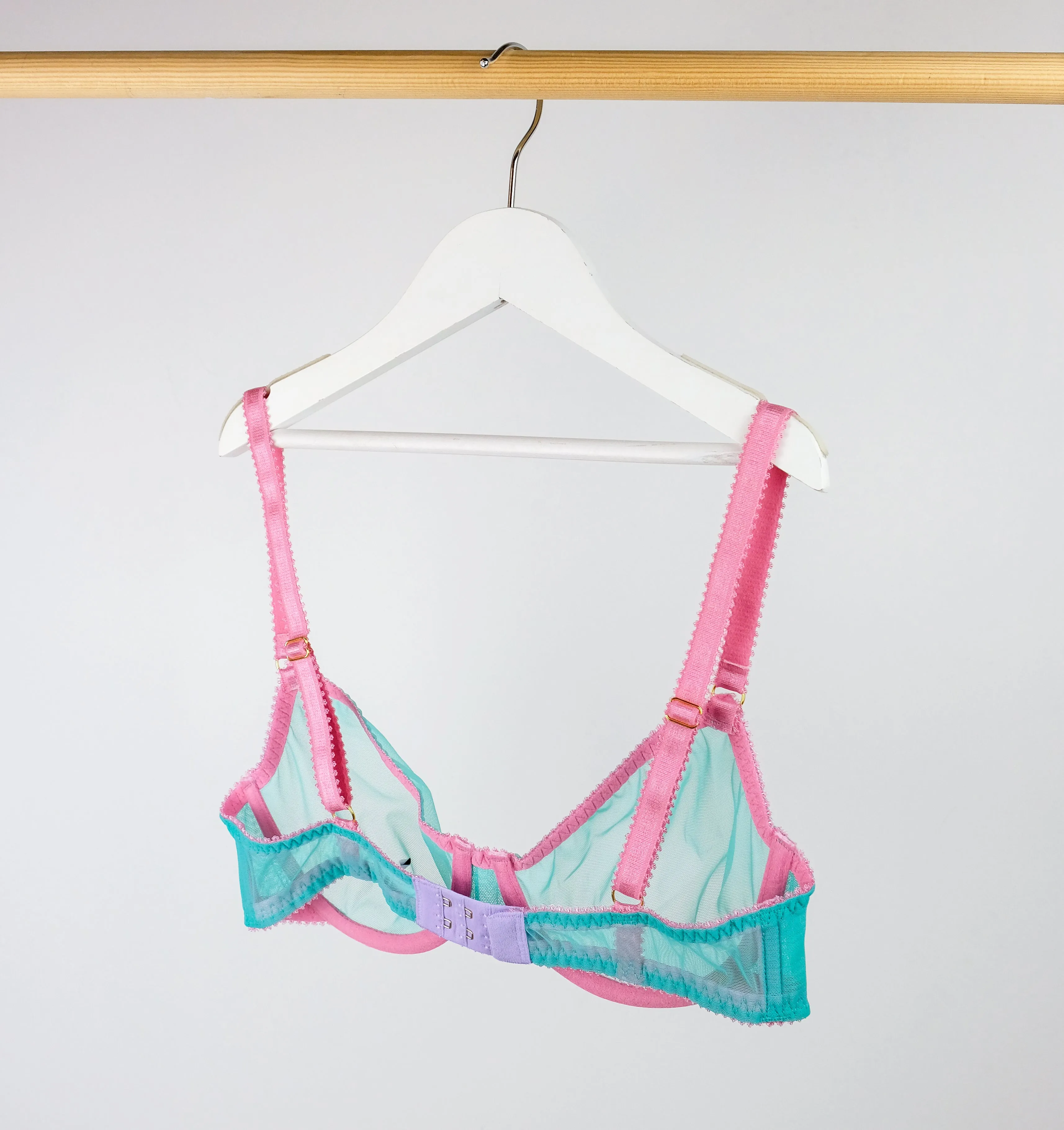 Turquoise mesh & peony underwire bra