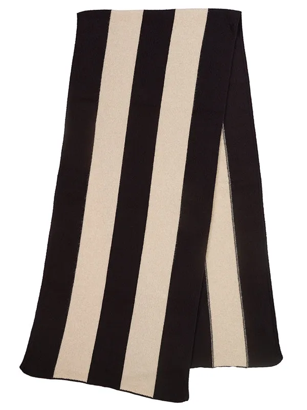 Vertical Stripe Brushed Blanket scarf golden eye & oatmeal