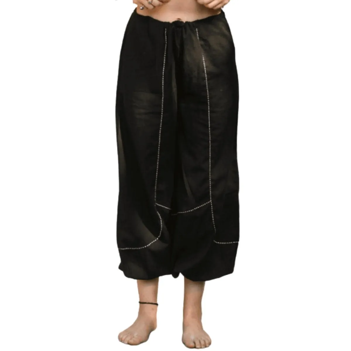 Women Black Crop Top with Harem Pants Co-Ord Set made of 100% Cotton Handcrafted for your Yoga, Exercise,Casuals