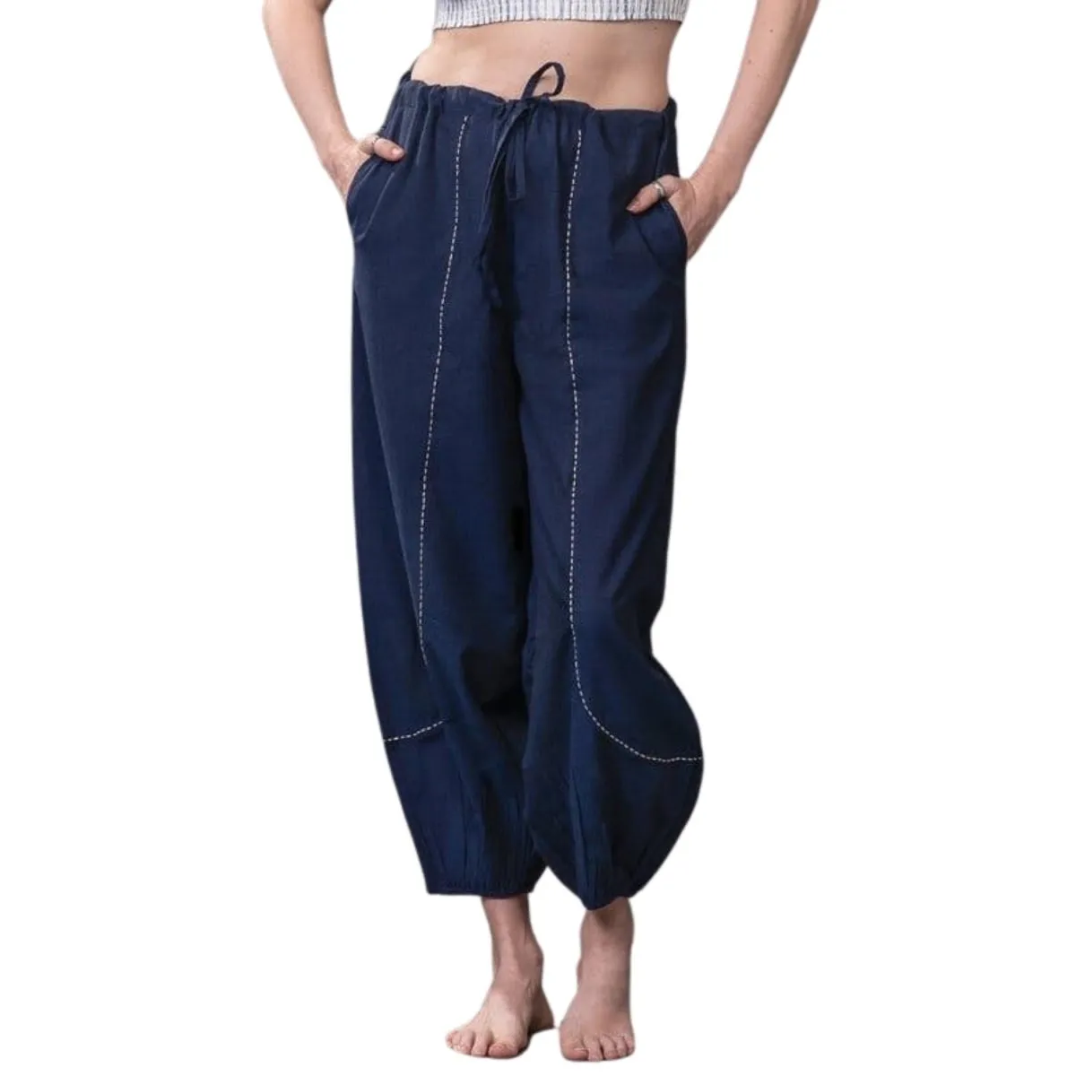 Women Black Crop Top with Harem Pants Co-Ord Set made of 100% Cotton Handcrafted for your Yoga, Exercise,Casuals